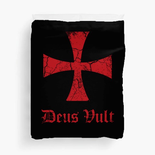 Distressed Deus Vult Knights Templar Cross Crusade Duvet Covers