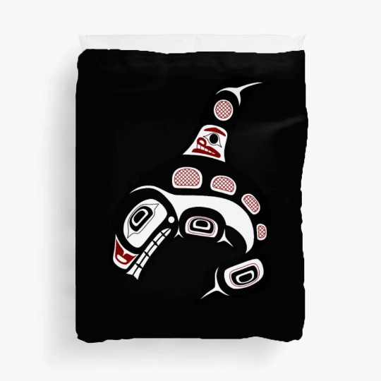 Native American Red Black Haida Orca Killer Whale Duvet Covers