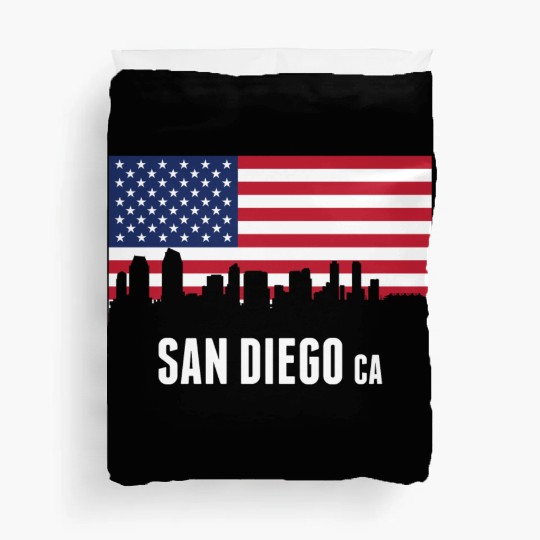 American Flag San Diego Skyline Duvet Covers