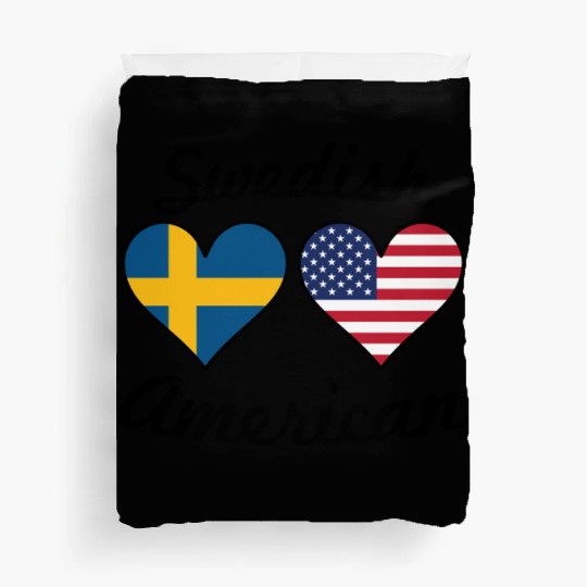 Swedish American Flag Hearts Duvet Covers