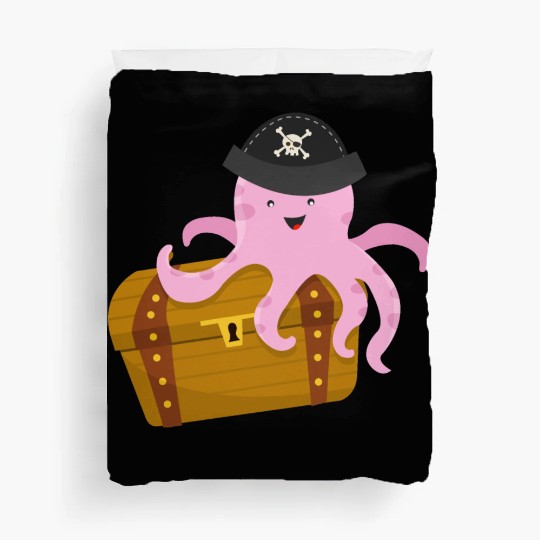Treasure with pirate octopus Duvet Covers