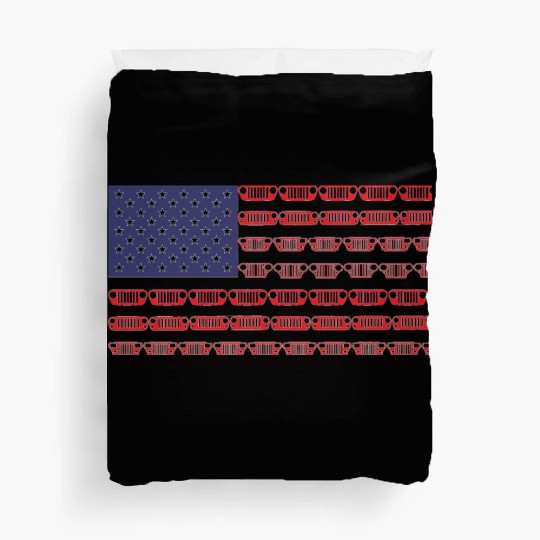 Flag of the United States jeep Duvet Covers