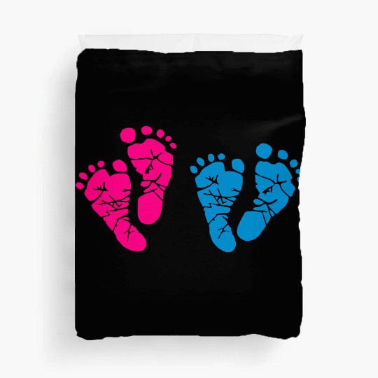 Twin Baby Feet - Pregnancy - Maternity - Mom to be Duvet Covers