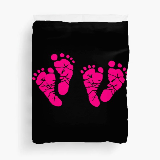 Twin Baby Feet - Pregnancy - Maternity - Mom to be Duvet Covers