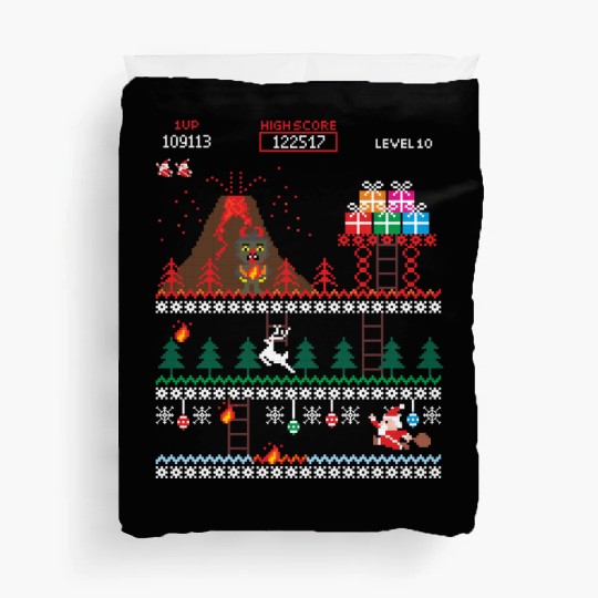 Santa vs Krampus: Merry 8-bit Christmas Duvet Covers