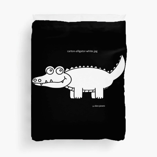 White Cartoon Aligator - gift idea Duvet Covers
