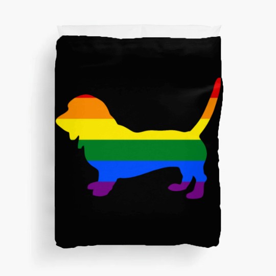 Gay Pride Dog Basset Hound Rainbow Gay Pride Flag Duvet Covers