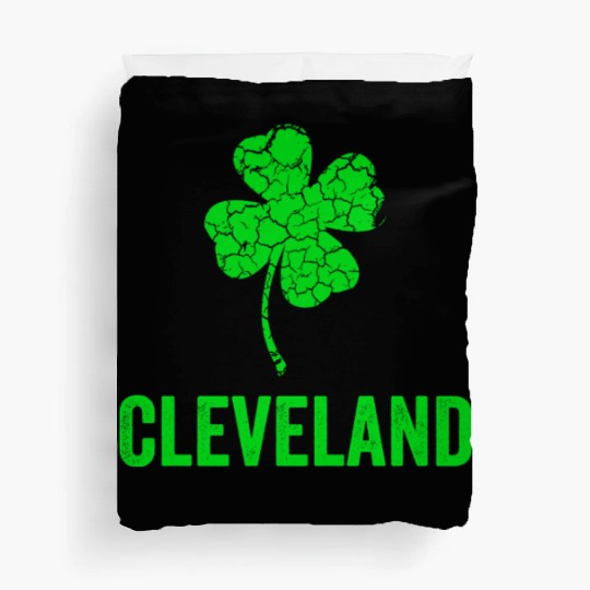 Cleveland Irish, St Patricks Day, Four Leaf Clover Duvet Covers
