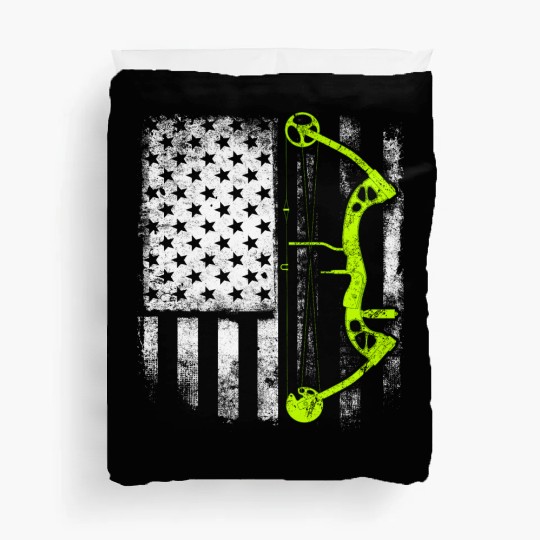 Archery Compound Bow USA Flag Duvet Covers