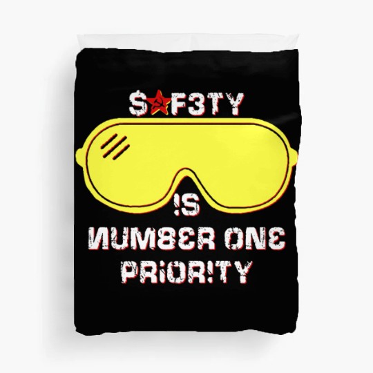 Safety Is Number One Priority - Crazy Russian Hacker Safetyglasses Duvet Covers