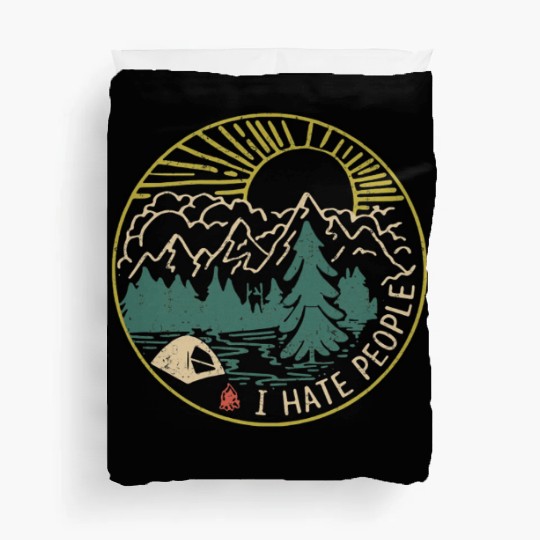 I hate people camping hiking Duvet Covers