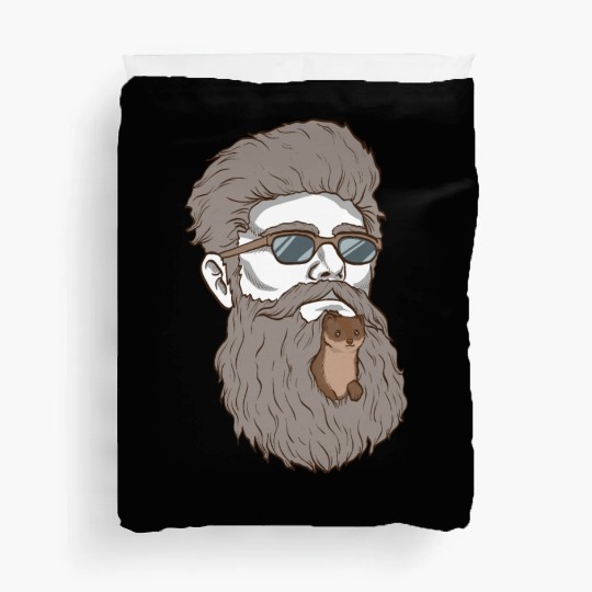 Beard Weasel Funny Beard Design Duvet Covers
