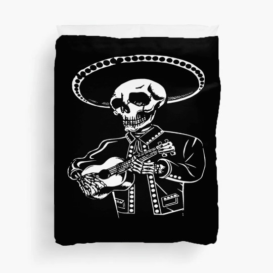 Dead Skull Mariachi With Guitar Day Of The Dead Me Duvet Covers