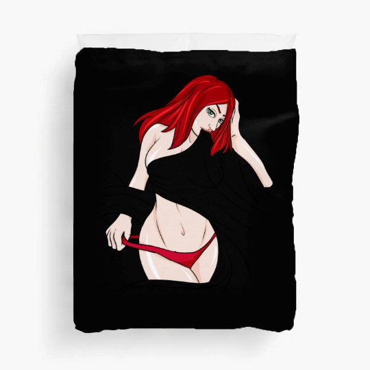 sexy girl red hair slip Ginger Duvet Covers