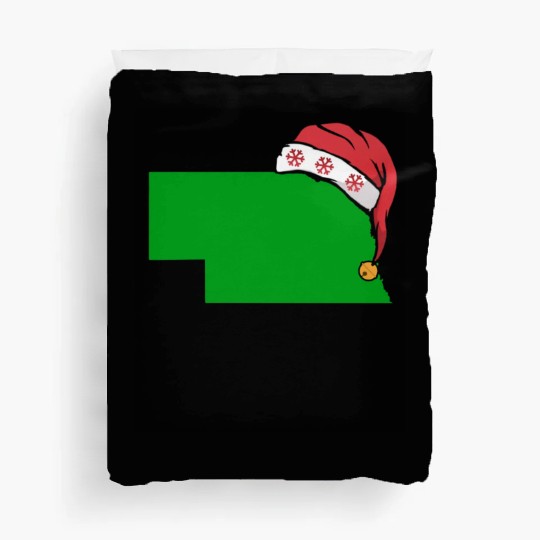 Nebraska Christmas Cute Christmas Gift Green US State Duvet Covers