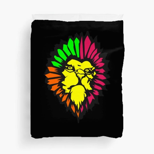 neon lion Duvet Covers