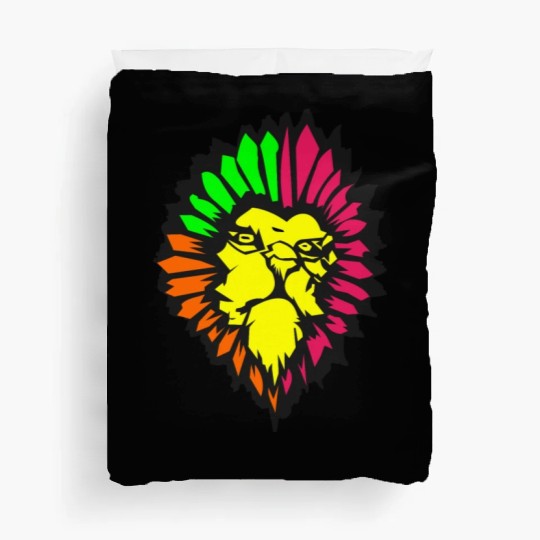 neon lion Duvet Covers