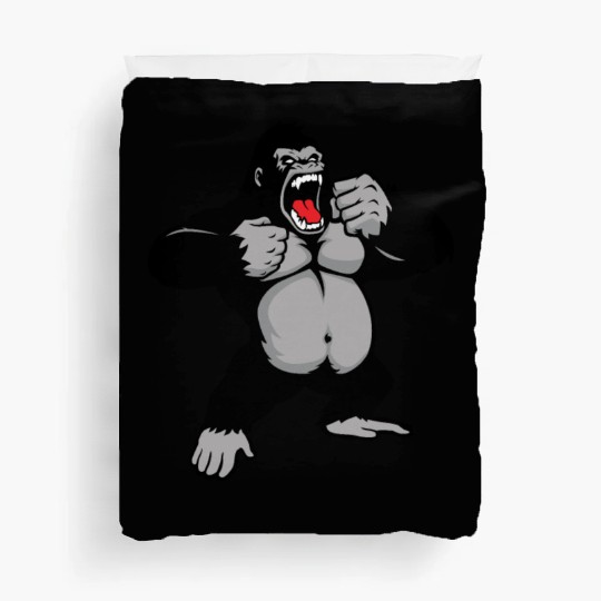Gorilla Standing, Gorilla Face, Monkey, Ape, Duvet Covers