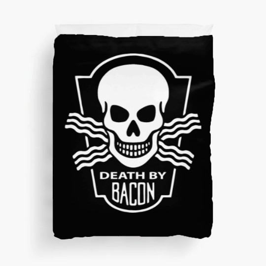 Death By Bacon Funny Skull Duvet Covers