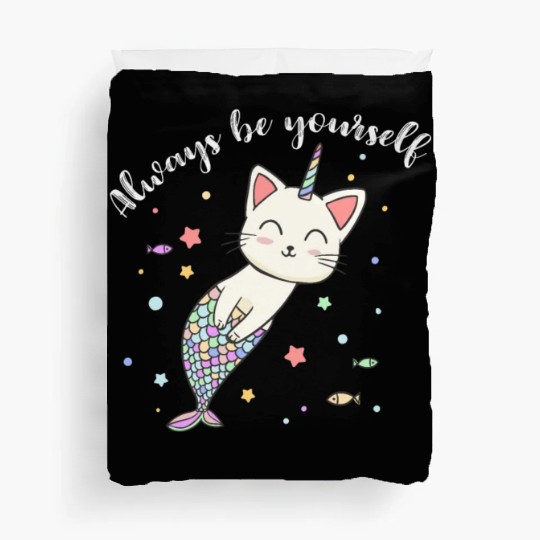 Cat Mermaid Unicorn Always Be Yourself Duvet Covers