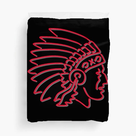 Native American Indian Chief Neon Sign Duvet Covers