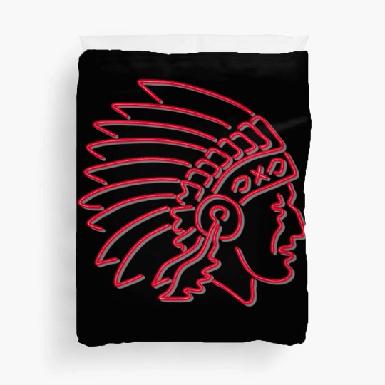 Native American Indian Chief Neon Sign Duvet Covers