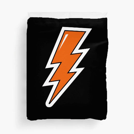 Lightning Bolt, orange lightning, electric Duvet Covers