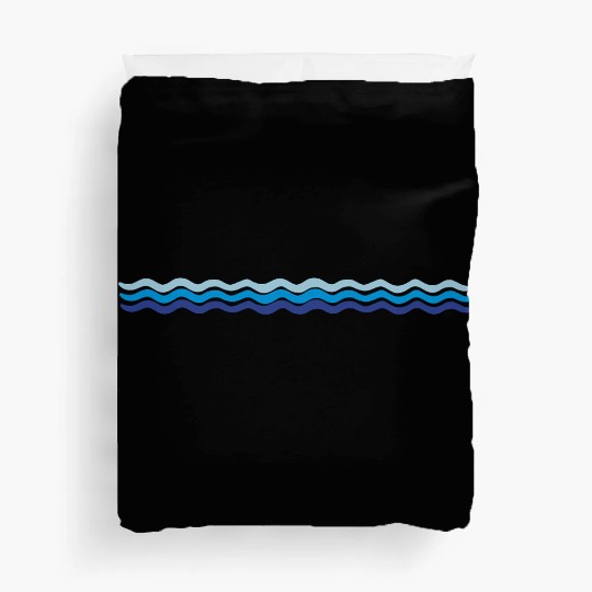 sea 3 waves lines track swimming water vacation va Duvet Covers