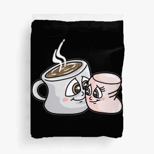 HOT CHOCOLATE AND MARSHMALLOW Love funny comic Duvet Covers