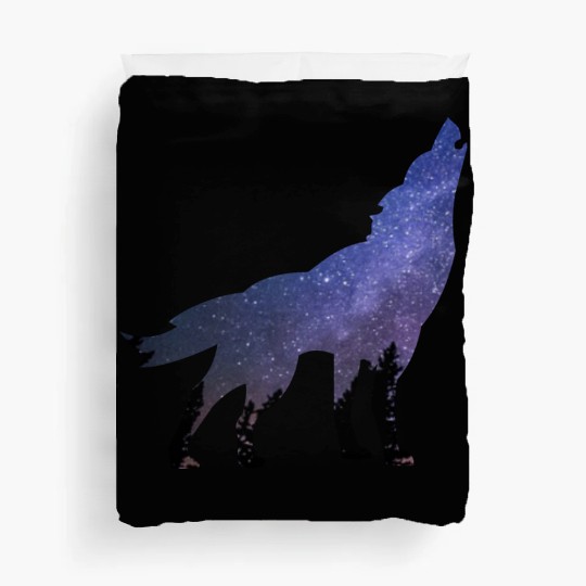 Wolf wolves galaxy howl Duvet Covers