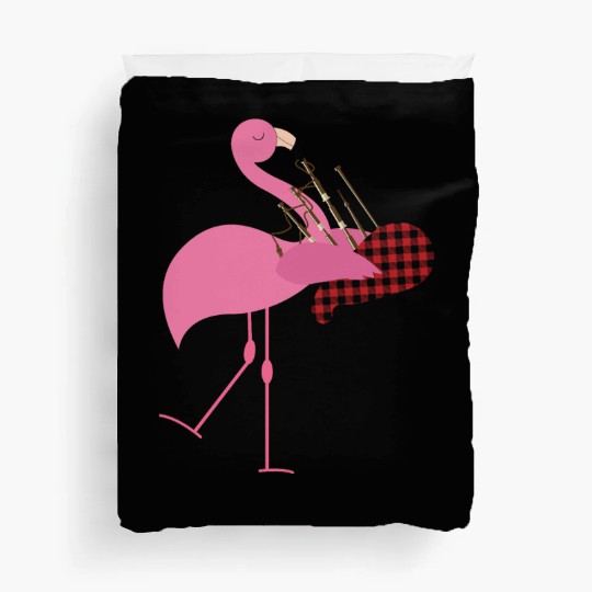 Cute Pink Flamingo Playing Bagpipes Musician Gift Duvet Covers