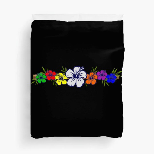 Colorful Hibiscus Flowers and Bamboo Shoot Duvet Covers