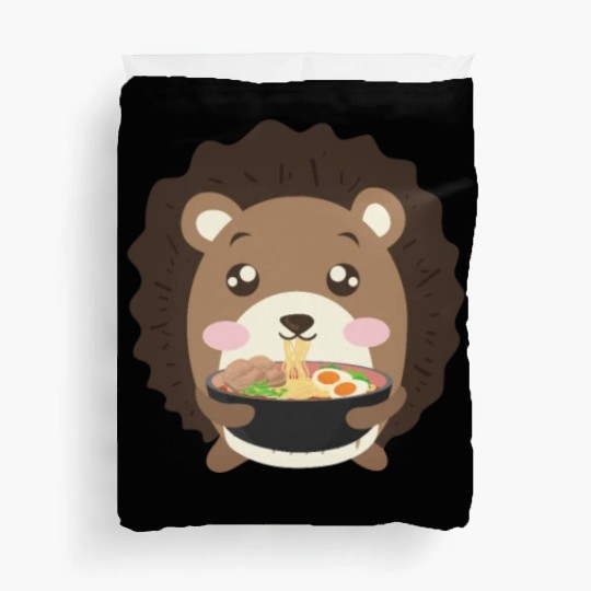 Hedgehog Eating Ramen Noodle Soup Cute Duvet Covers