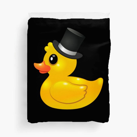 Yellow rubber Duck with topper - Like a sir Duvet Covers