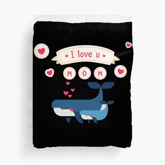 i love you mom whale Duvet Covers