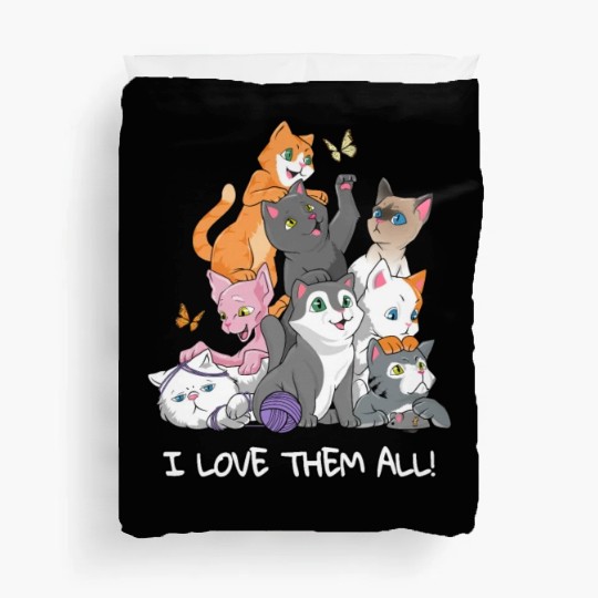 I love them all Cats Gift Maine Coon cat lover Duvet Covers