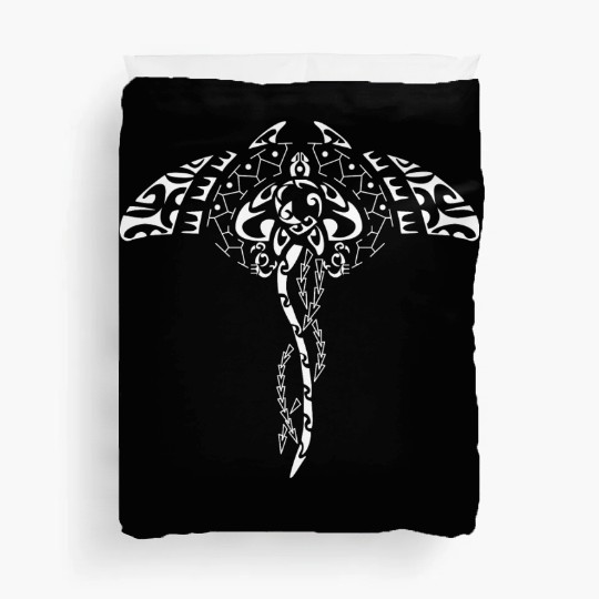 Maori Tattoo Rays Wisdom white Duvet Covers