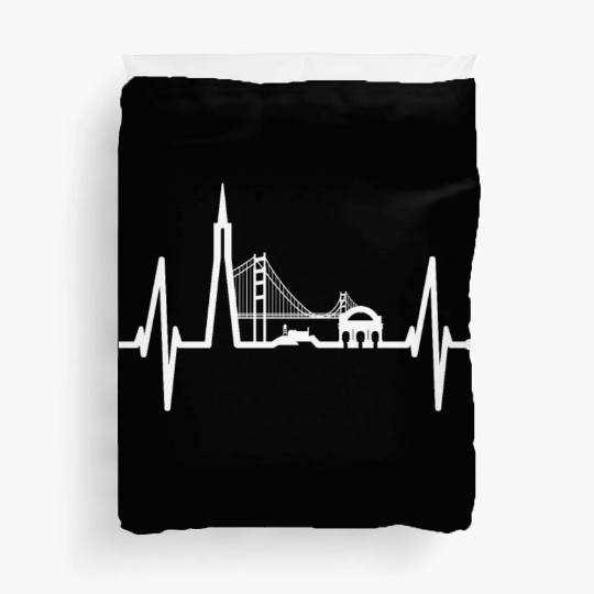 San Francisco Heartbeat Skyline California Lover Duvet Covers