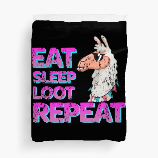 cool Llama eat sleep loot Duvet Covers