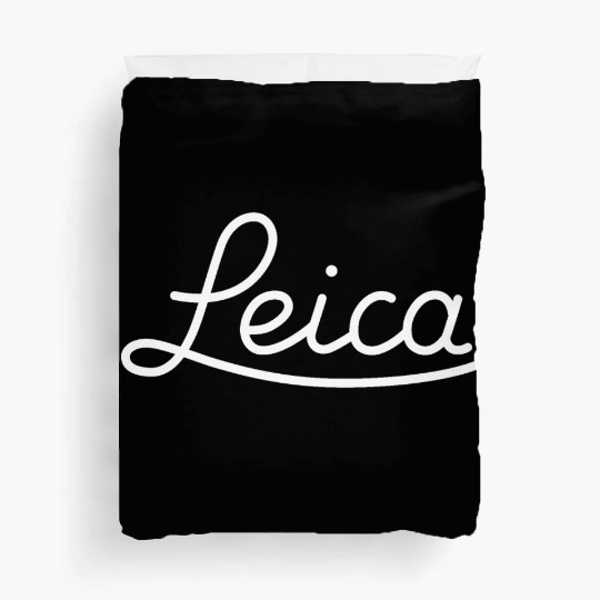 Leica Script Logo (White) Duvet Covers