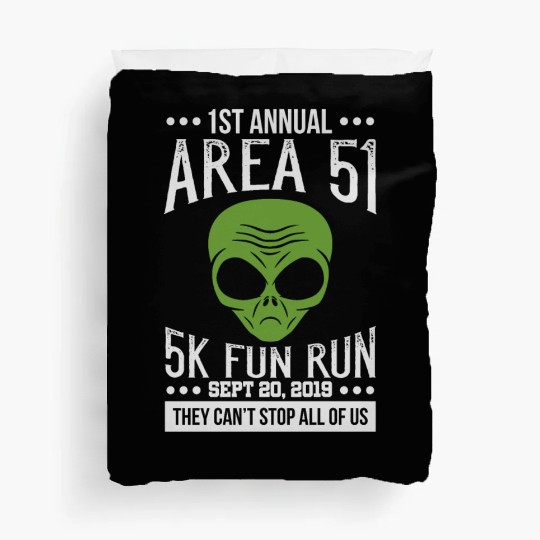 Area 51 Alien Fun run Duvet Covers