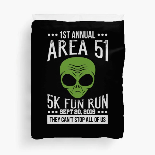 Area 51 Alien Fun run Duvet Covers