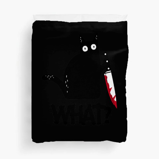 Cat What Murderous Black Cat With Knife Halloween Duvet Covers