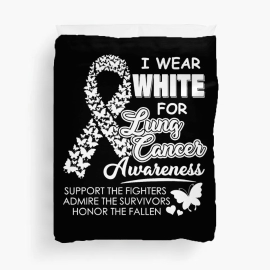Men Women I Wear White For Lung Cancer Awareness Duvet Covers