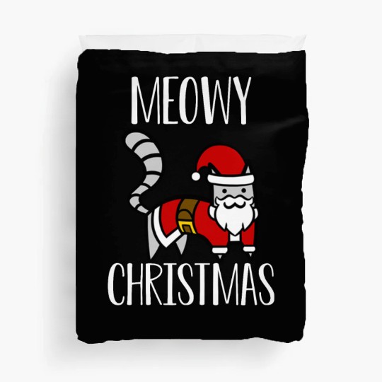 Christmas Cat Greeting Merry Christmas Meowy Trend Duvet Covers