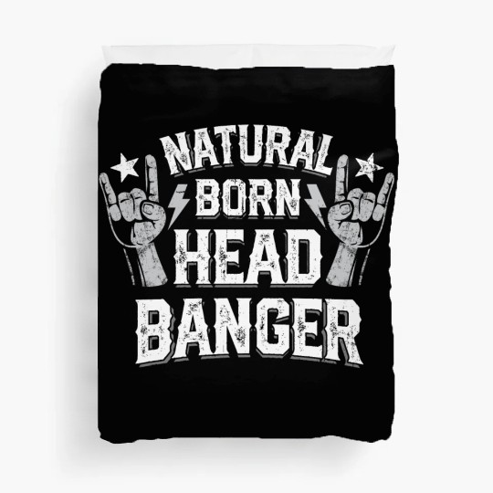 Natural born Headbanger Devil horns Heavy Metal Duvet Covers