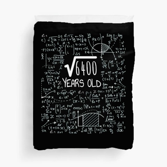 Square Root of 6400 - 80th Birthday Geek Design Duvet Covers
