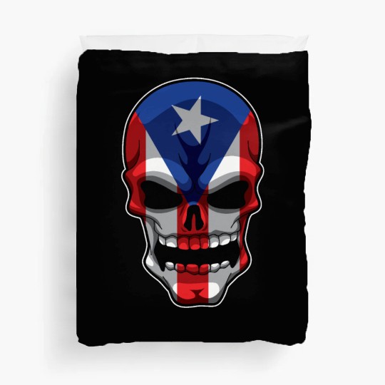 Puerto Rican Skull - Puerto Rico Pride Flag Duvet Covers