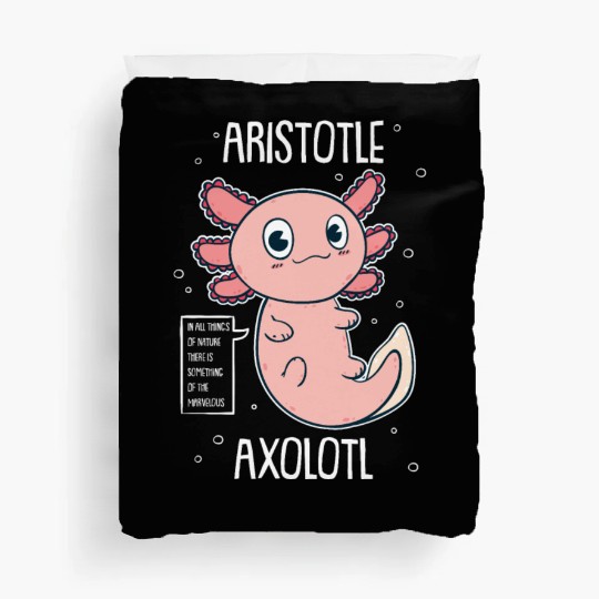 Philosophy Axolotl With Aristotle Quote Duvet Covers