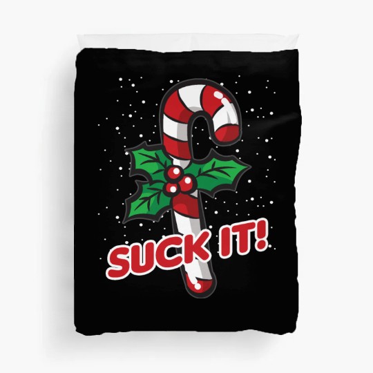 SUCK IT Christmas Candy Cane Naughty Humor Duvet Covers
